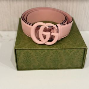 Gucci Pink Designer Belt with Signature GG Buckle